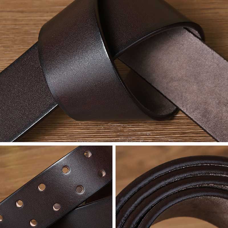 Ceintures Homme En Cuir Véritable Faite Main De Vache - Cuivre Boucles à 2 ardillon - Brun