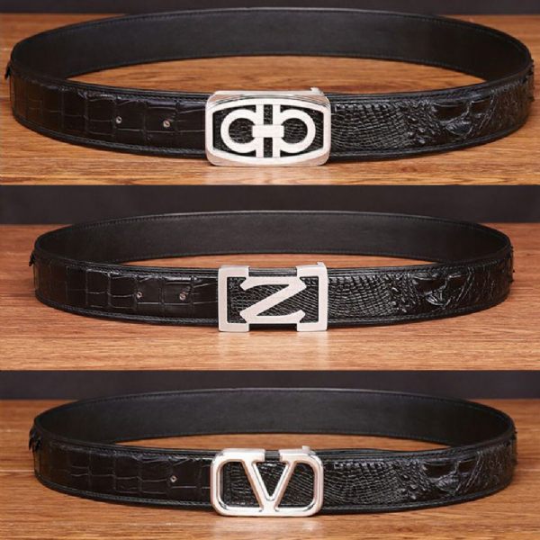 Ceintures Homme En Peau De Crocodile - Boucles de ceinture à ancre | Cuir Véritable - Style 1
