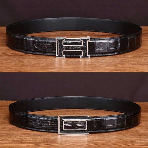 Ceintures Homme En Peau De Crocodile - Boucles de ceinture à ancre | Fait Main - Style 1