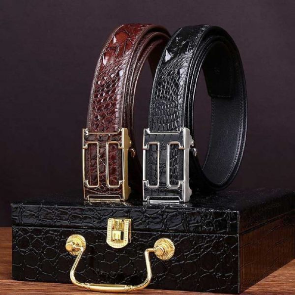 Ceintures Homme En Peau De Crocodile - Boucles de ceinture à cliquet | Meilleurs Cadeaux - Style 1