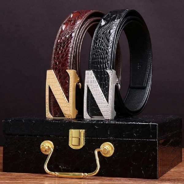 Ceintures Homme En Peau De Crocodile - Boucles de ceinture à cliquet | Meilleurs Cadeaux - Style 1