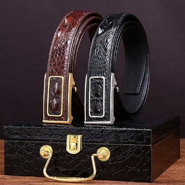 Ceintures Homme En Peau De Crocodile - Boucles de ceinture à cliquet | Meilleurs Cadeaux