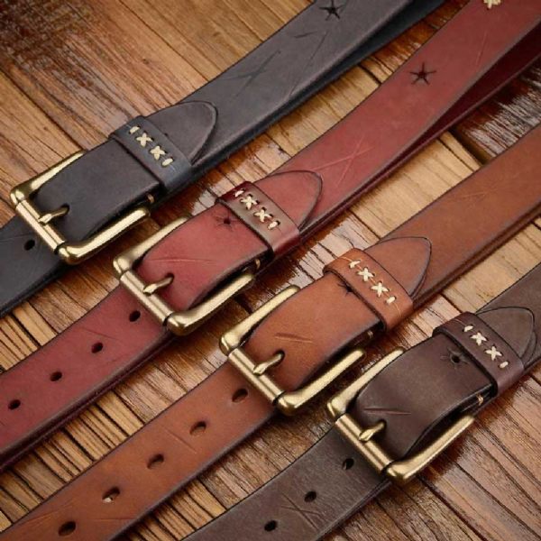 Mode Ceinture En Cuir De Vache Pour Homme - Boucles de ceinture à ardillon - Style 1