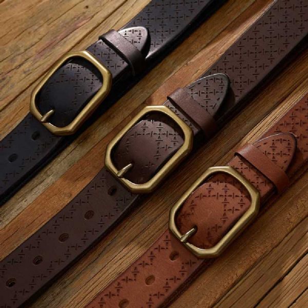 Mode Ceinture En Cuir De Vache Pour Homme - Boucles de ceinture à ardillon - Style 1