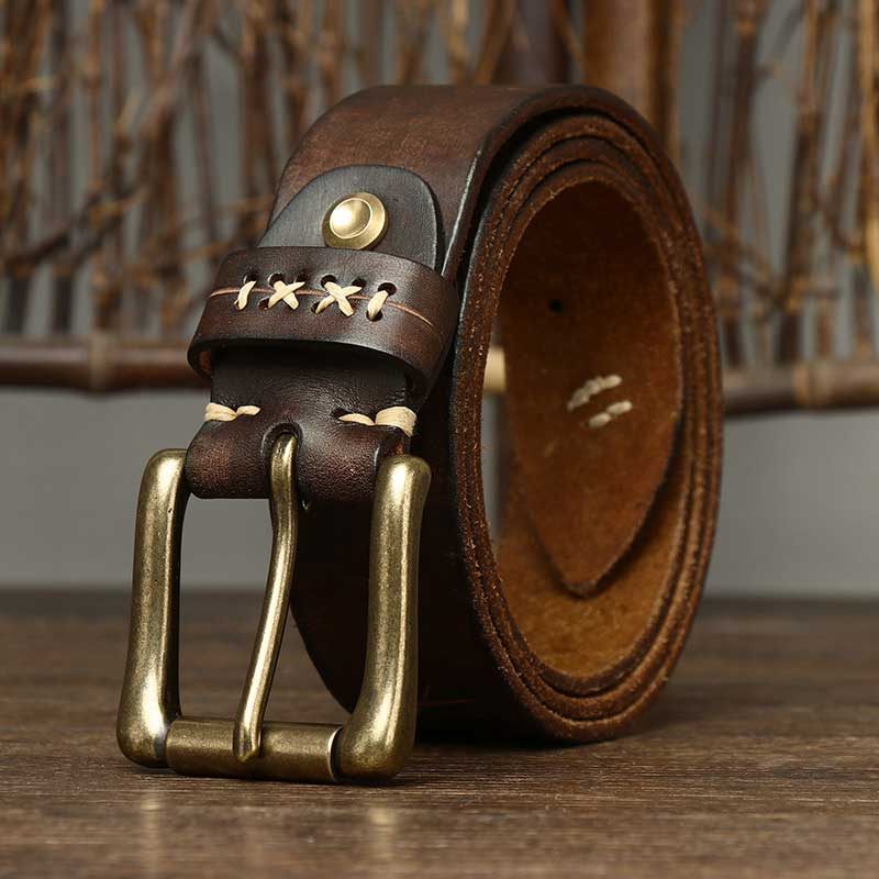 Rétro Ceintures Homme En Cuir De Vache | Cuivre Boucles à ardillon