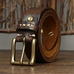 Rétro Ceintures Homme En Cuir De Vache | Cuivre Boucles à ardillon
