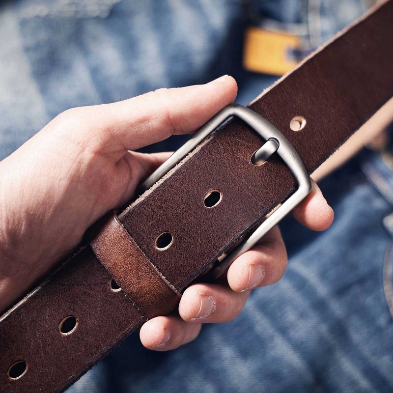 Rétro Homme Ceintures En Cuir De Vache | Boucles à ardillon - Brun