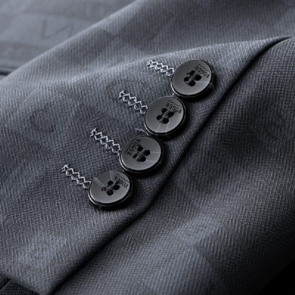 Blazer Homme Sport Manteau Affaires Lettres Modernes Motif Floral Plaid Deux Boutons Grande Taille - Bleu