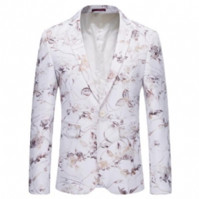 Blazer Homme Sport Manteau Mode Motif Floral Individualité Business Moderne Un Bouton