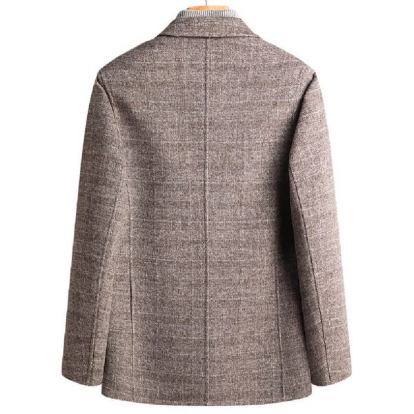 Blazer Homme Sport Manteau Plaid Laine Business Moderne Deux Boutons - Kaki