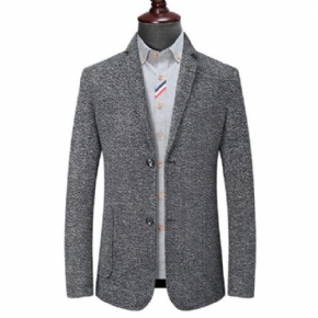 Blazer Pour Hommes Grand Et Manteau Sport Ample Col Plat Poche Plaquée Deux Boutons
