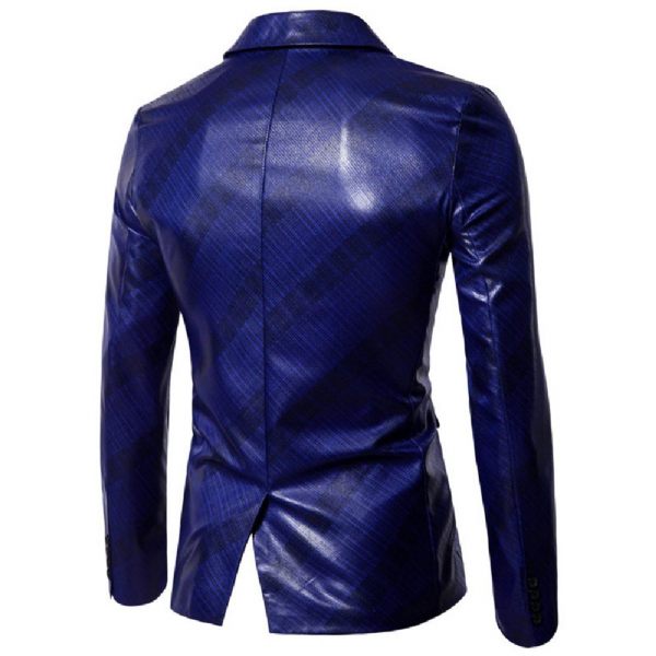 Blazer Pour Hommes Grand Et Manteau Sport Individualité Motif Floral Brillant Slim Un Bouton - Bleu