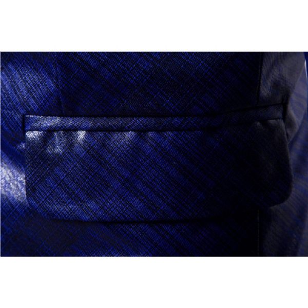 Blazer Pour Hommes Grand Et Manteau Sport Individualité Motif Floral Brillant Slim Un Bouton - Bleu