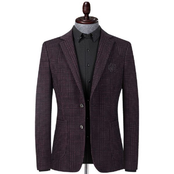Blazer Pour Hommes Manteau Sport Élastique Mince Veste Broderie Décontractée Deux Boutons