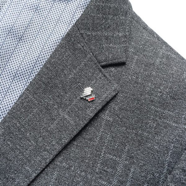 Blazer Pour Hommes Manteau Sport Grande Taille Décontracté Deux Boutons À Carreaux - Gris