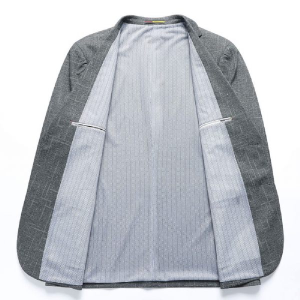 Blazer Pour Hommes Manteau Sport Grande Taille Décontracté Deux Boutons À Carreaux - Gris