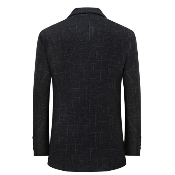 Blazer Pour Hommes Manteau Sport Grande Taille Motif À Rayures Carreaux Deux Boutons Poche Intégrée Col Plat - Noir / Gris