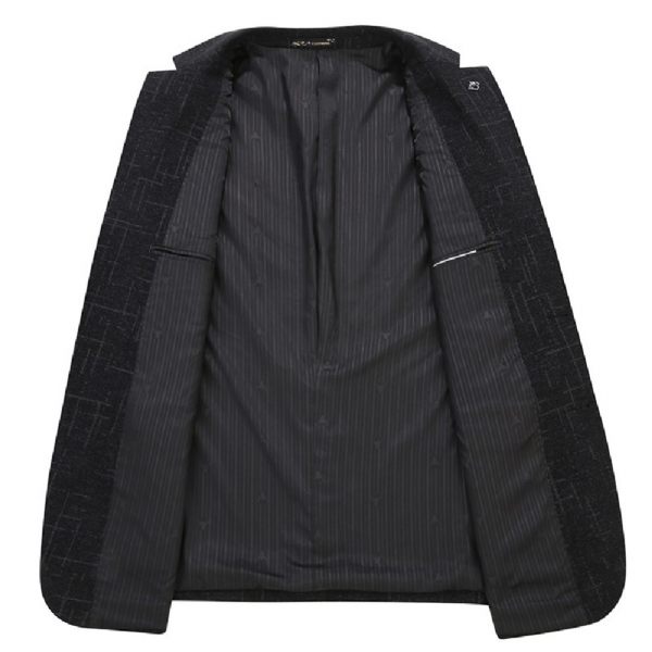 Blazer Pour Hommes Manteau Sport Grande Taille Motif À Rayures Carreaux Deux Boutons Poche Intégrée Col Plat - Noir / Gris