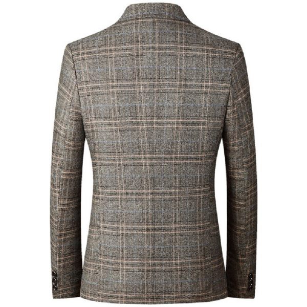 Blazer Sport Pour Homme Manteau À Carreaux Deux Boutons Col Plat Poches Plaquées Facile D'entretien - Jaune