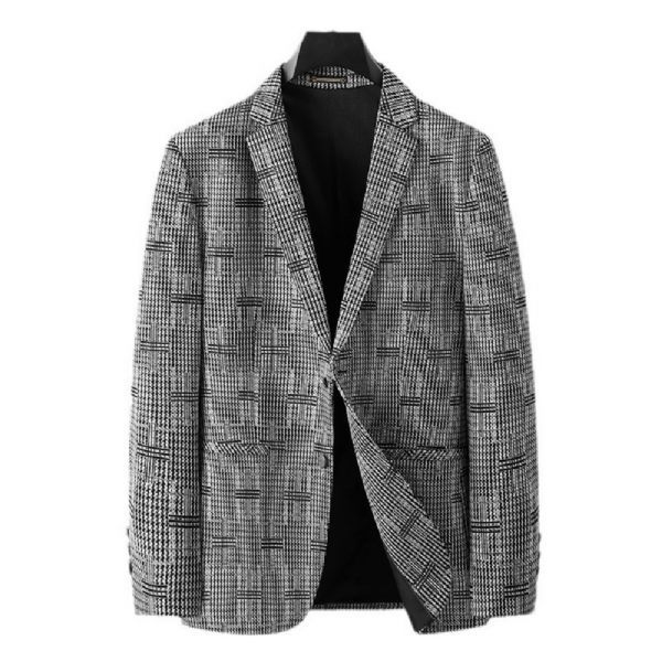 Blazer Sport Pour Hommes Grand Et Manteau Ample À Carreaux Deux Boutons Poche Intégrée