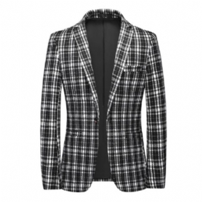 Blazer Sport Pour Hommes Grand Et Manteau Décontracté Slim Un Bouton Carreaux Bloc Couleur