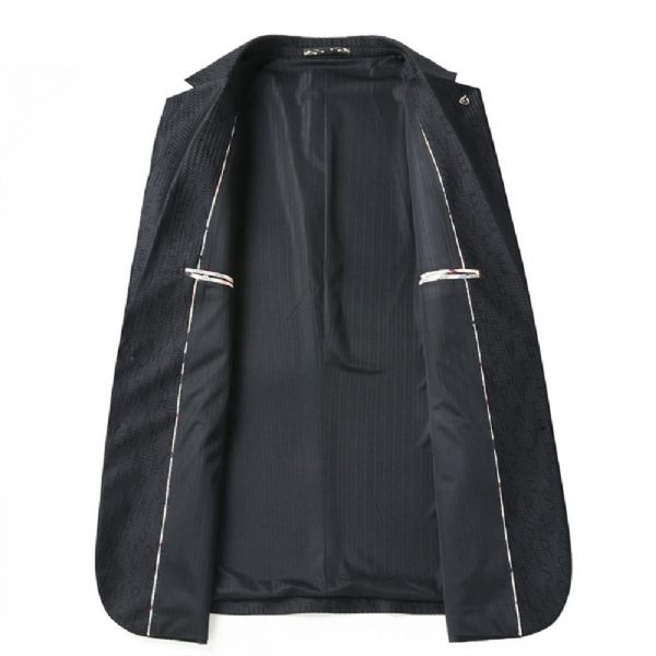 Blazer Sport Pour Hommes Manteau D'affaires Moderne À Carreaux Ample Deux Boutons Grande Taille - Noir