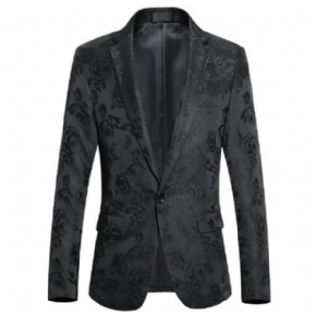 Blazer Sport Pour Hommes Manteau Brodé D'individualité Slim Motif Floral Un Bouton