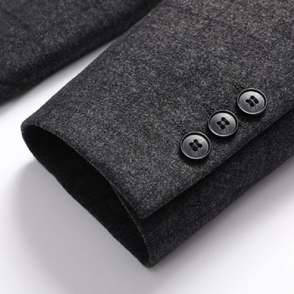 Blazer Sport Pour Hommes Manteau À Carreaux Slim Élastique Décontracté Deux Boutons - Noir