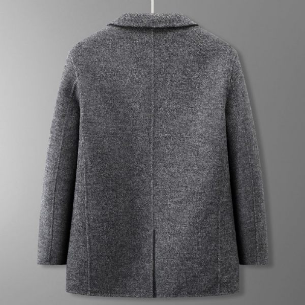 Blazer Sport Pour Hommes Manteau Laine Ample Col Plat Poche Plaquée Deux Boutons - Gris