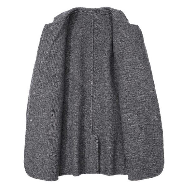 Blazer Sport Pour Hommes Manteau Laine Ample Col Plat Poche Plaquée Deux Boutons - Gris