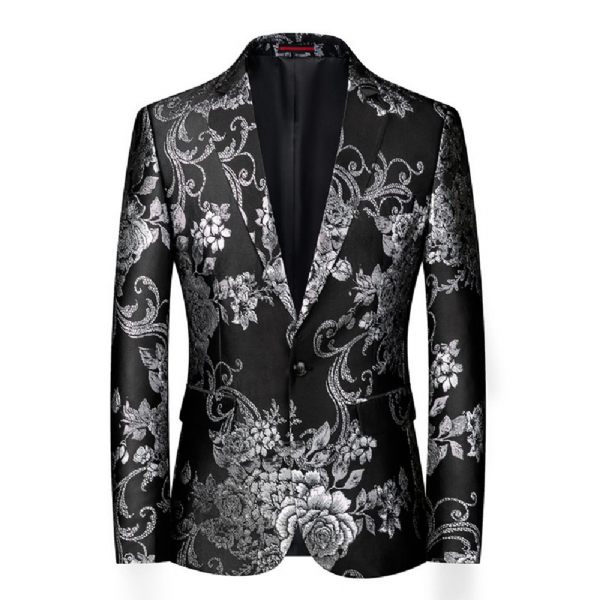 Blazer Sport Pour Hommes Manteau À Motif Floral Individualité Business Moderne Un Bouton Ample
