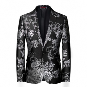 Blazer Sport Pour Hommes Manteau À Motif Floral Individualité Business Moderne Un Bouton Ample