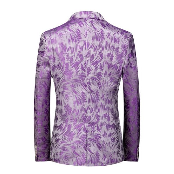 Blazer Sport Pour Hommes Manteau À Motif Floral Individualité Un Bouton Slim - Violet