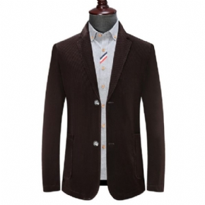 Blazer Sport Pour Hommes Manteau Velours Côtelé Ample Deux Boutons Poches Plaquées Grande Taille