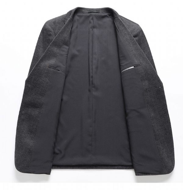 Blazer Sport Manteau Homme Deux Boutons Facile D'entretien Élastique Col Plat Poches Plaquées - Gris