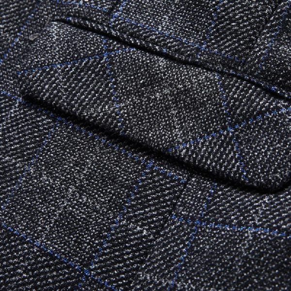 Blazer Sport Manteau Homme Deux Boutons Poches À Rabat Col Plat Élégant - Gris