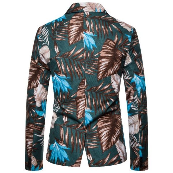 Blazer Sport Manteau Homme Fleurs Plantes Motif Floral Casual Slim Un Bouton - Vert