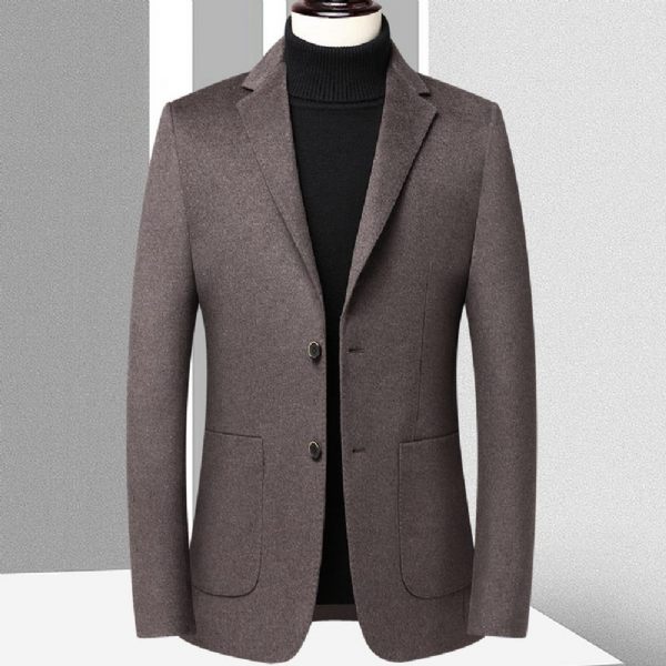 Blazer Sport Manteau Homme Laine Slim Deux Boutons - Brun