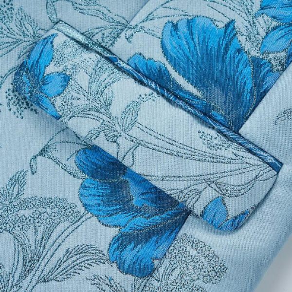 Blazer Sport Manteau Homme Mode Plante Motif Floral Un Bouton - Bleu Clair