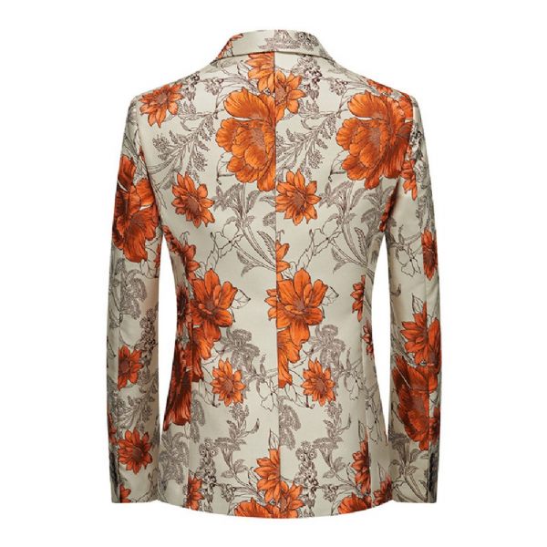 Blazer Sport Manteau Homme Mode Plante Motif Floral Un Bouton - Jaune
