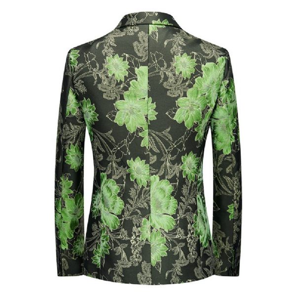 Blazer Sport Manteau Homme Motif Botanique Floral Un Bouton Grande Taille - Vert