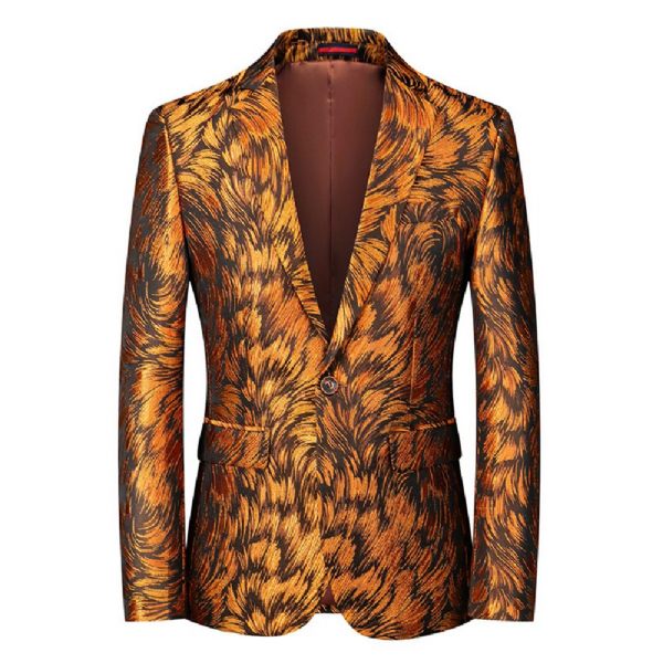 Blazer Sport Manteau Homme Motif Fleur Individualité Business Moderne Un Bouton Grande Taille
