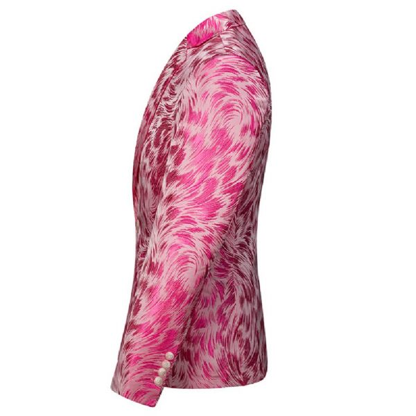 Blazer Sport Manteau Homme Motif Fleur Individualité Business Moderne Un Bouton Grande Taille - Rose