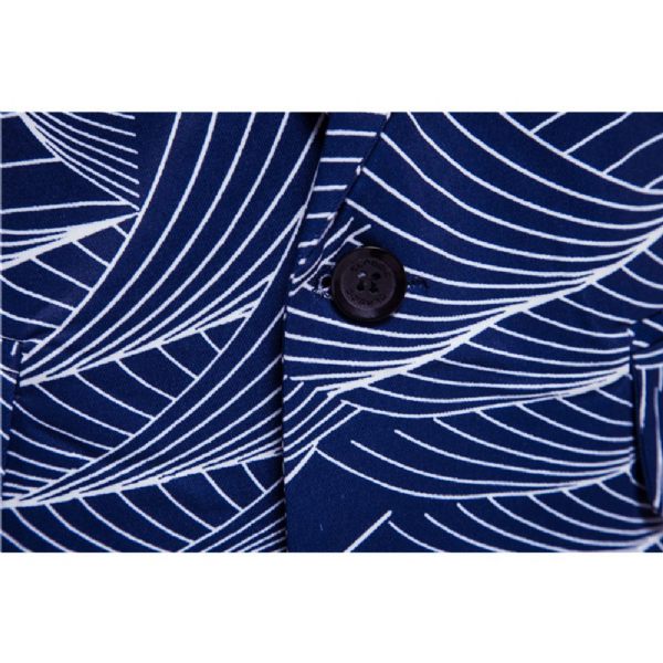 Blazer Sport Manteau Homme Motif Floral Décontracté Un Bouton - Bleu