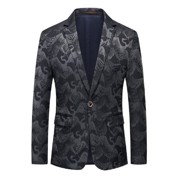 Blazer Sport Manteau Homme Motif Floral Oiseau Un Bouton Poches À Rabat Slim