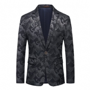 Blazer Sport Manteau Homme Motif Floral Oiseau Un Bouton Poches À Rabat Slim