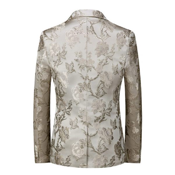 Blazer Sport Manteau Homme Motif Floral Un Bouton Business Moderne Grande Taille - Beige
