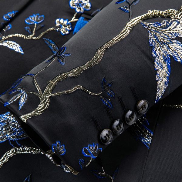 Blazer Sport Manteau Homme Motif Floral Un Bouton Business Moderne Grande Taille - Bleu