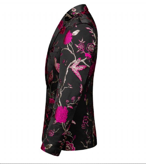 Blazer Sport Manteau Homme Motif Floral Un Bouton Business Moderne Grande Taille - Rouge