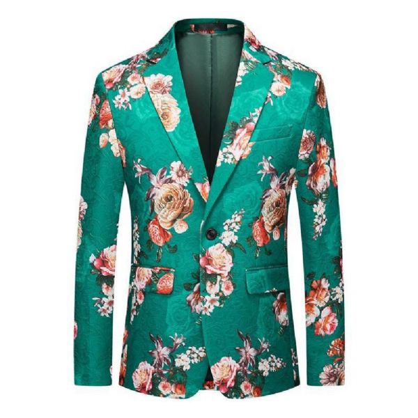 Blazer Sport Manteau Homme Motif Floral Un Bouton Rose